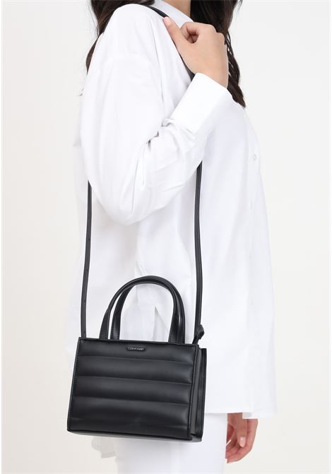 Black Line Quilt Mini Tote shoulder bag for women CALVIN KLEIN | K60K612116BEH